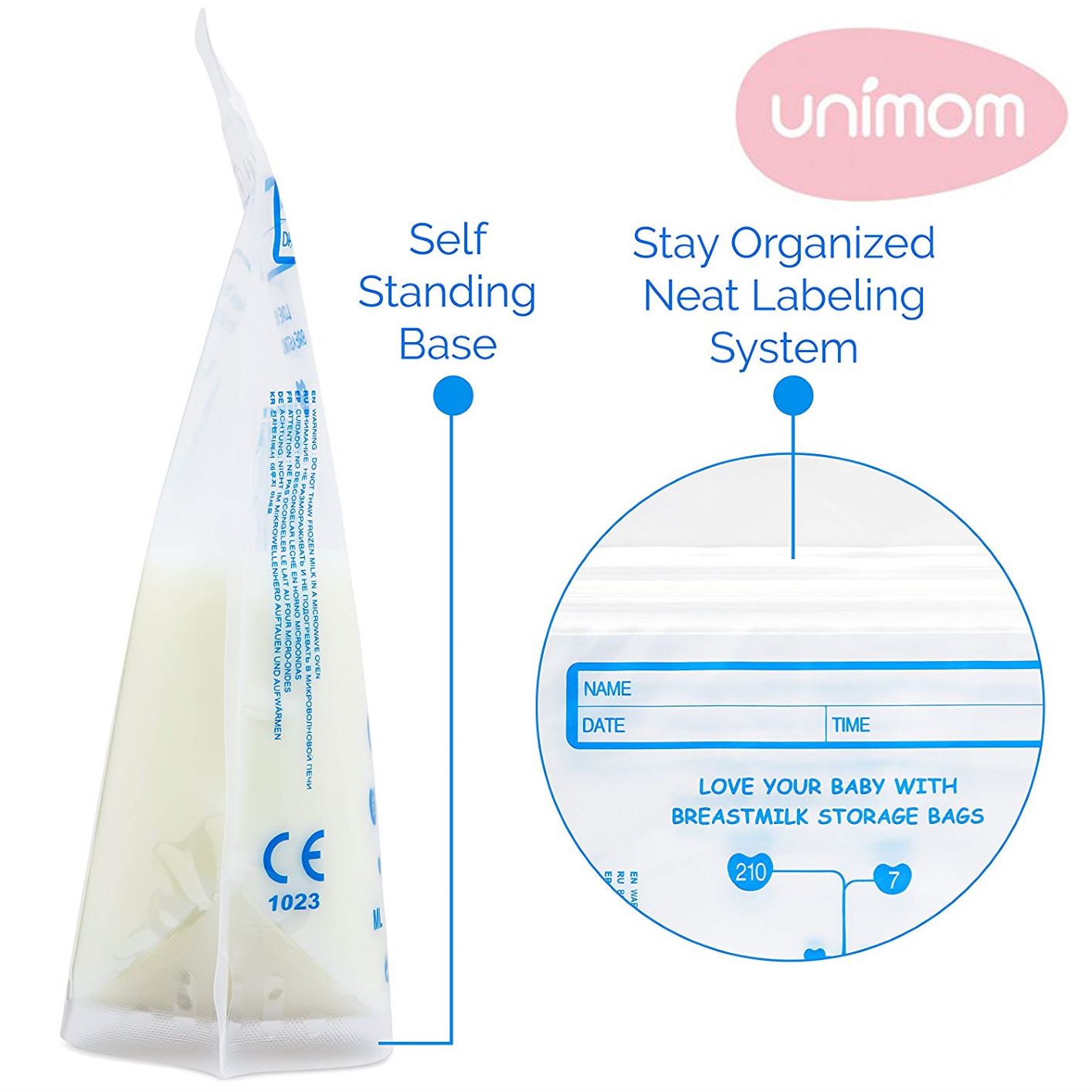 Unimom Standard Breast Milk Storage Bags (30 count) Neb Medical