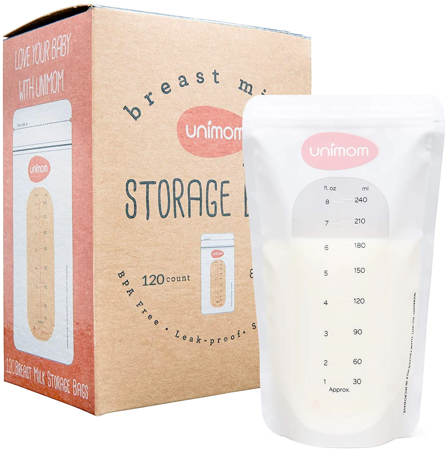 MomCozy Breast Milk Storage Bags 120 count 180ml New/No Box